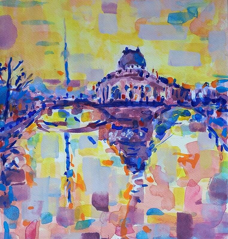 Luz de verano (Isla de los museos), 2021, acuarela sobre papel