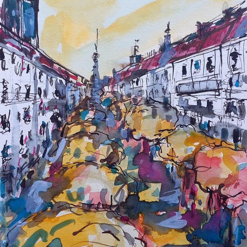 Mitte en otoño, 2021, acuarela sobre papel