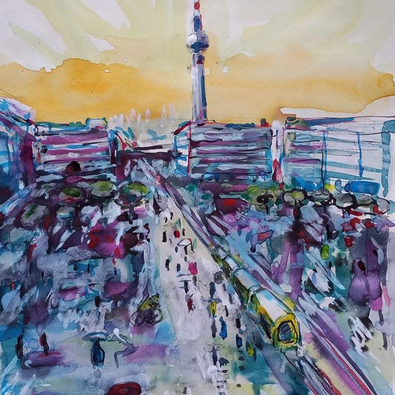 Nube sobre Alexanderplatz, 2021, tinta sobre papel
